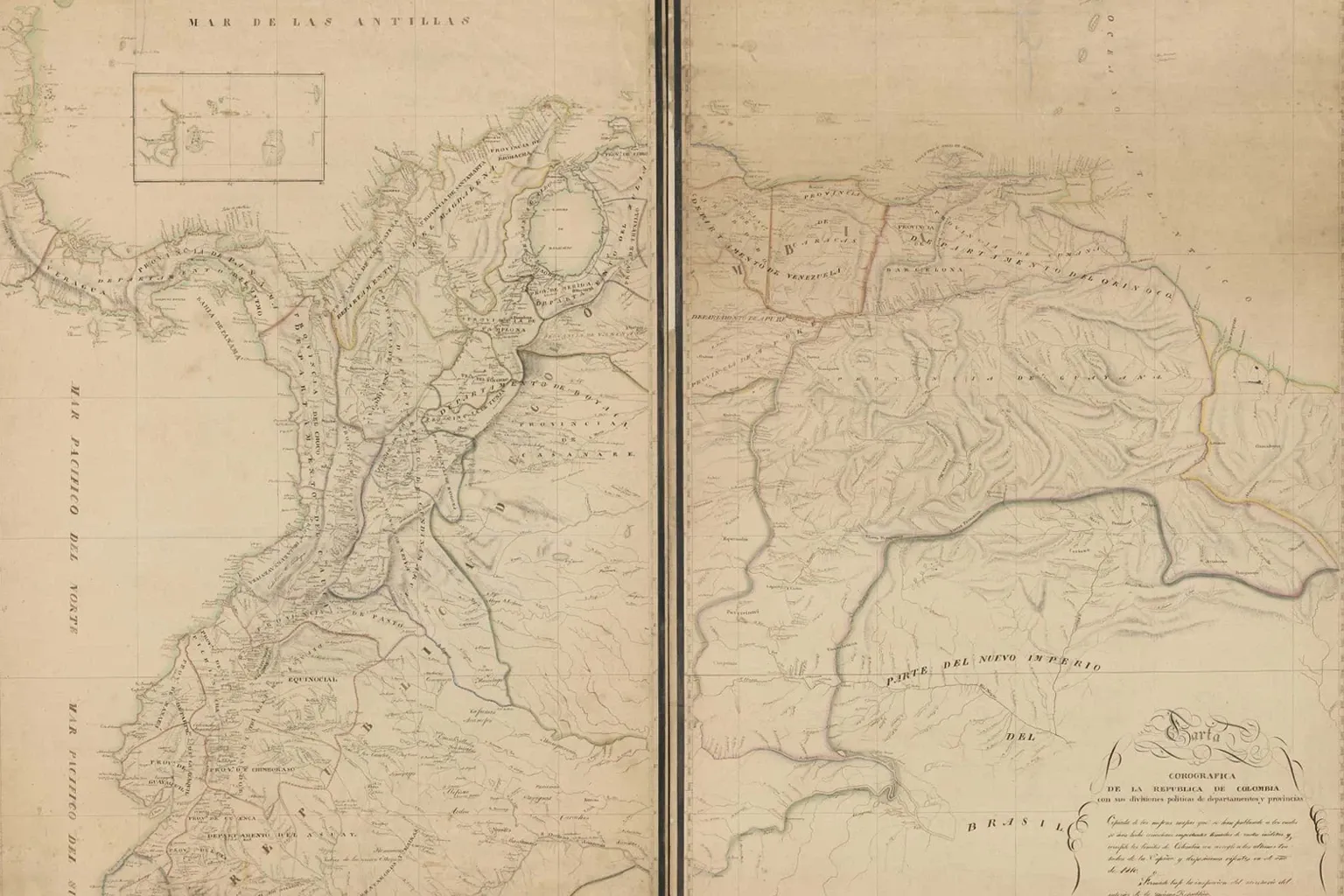 Mapa de Colombia de 1825, ordenado por José Manuel Restrepo, quien fue el primer Secretario del Interior del país.