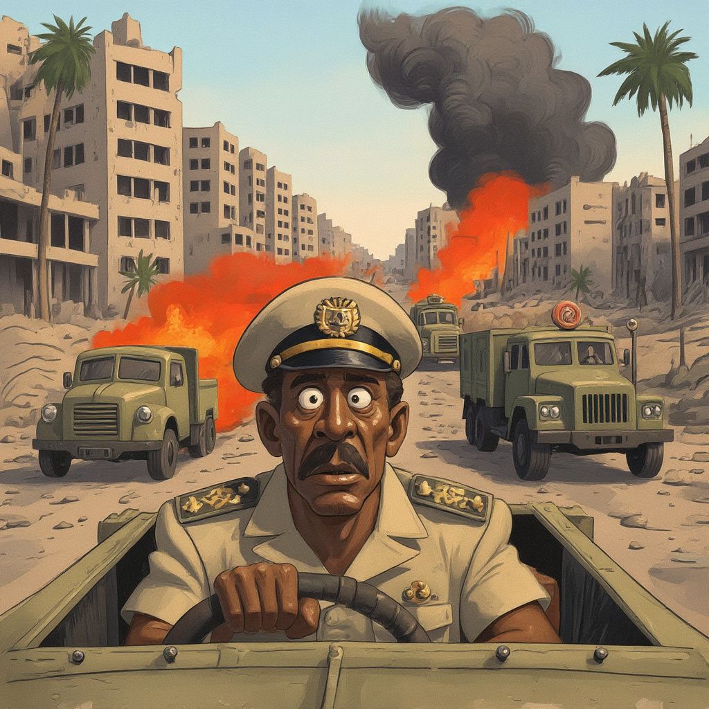 Representación de la huida de Siad Barre en 1991.