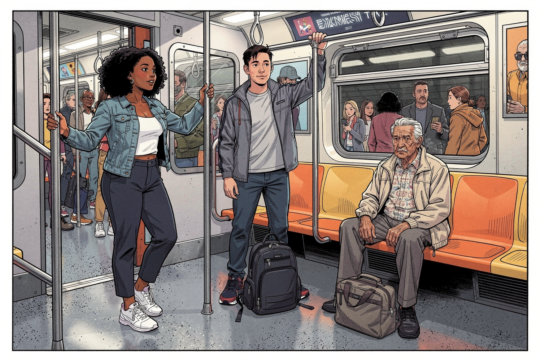 Etiqueta y espacio en el metro