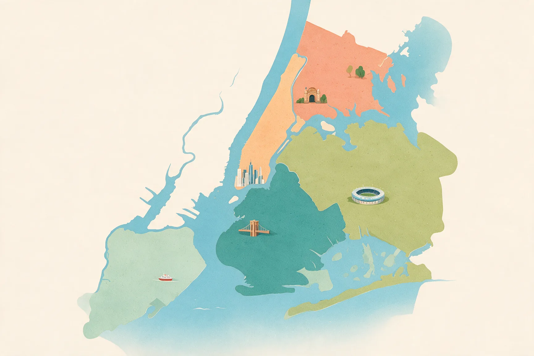 The five boroughs and their corresponding counties